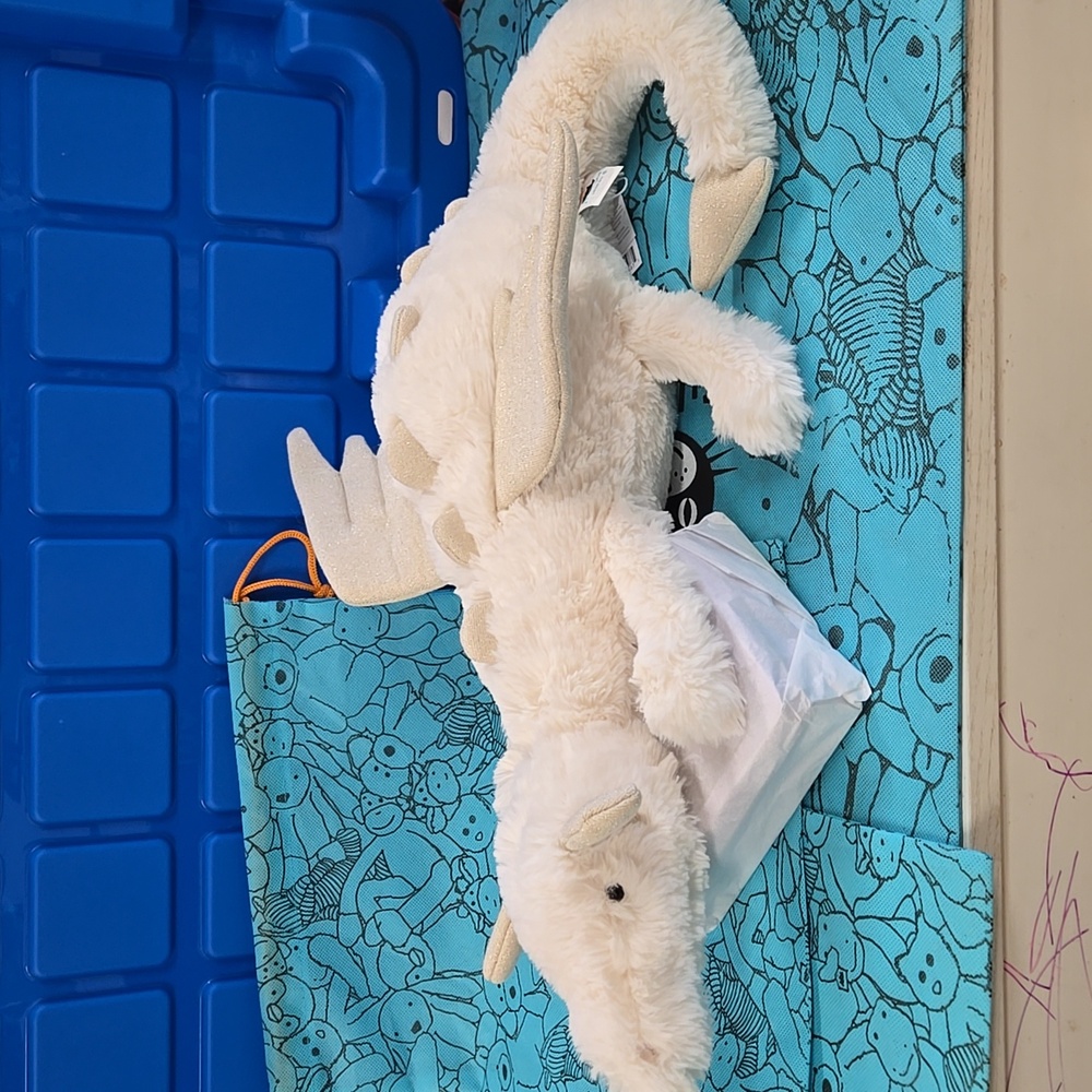 NWT Lg. Jellycat Snow Dragon With Blue Dust Bag